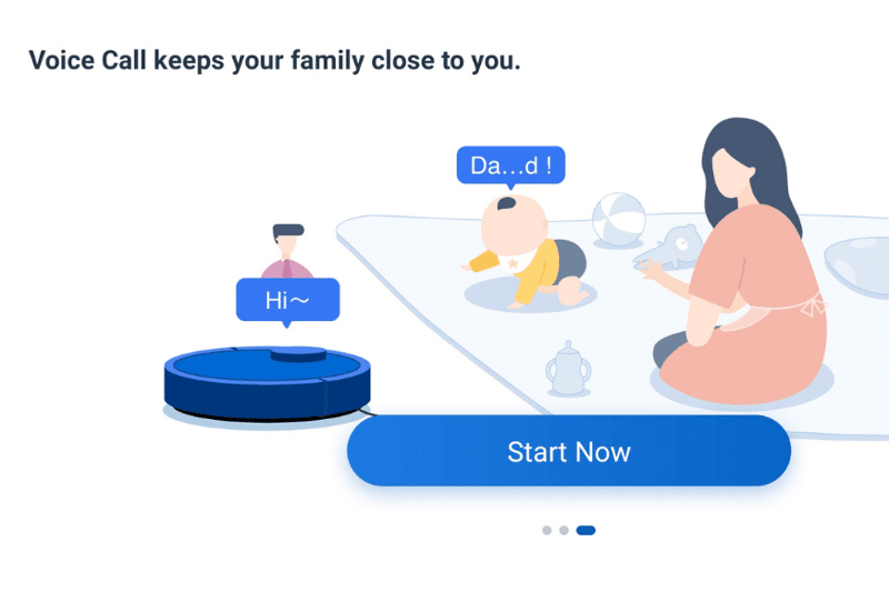 Der Ecovacs Deebot T10 wird dazu genutzt, um ein Videotelefonat mit der Familie zu führen.